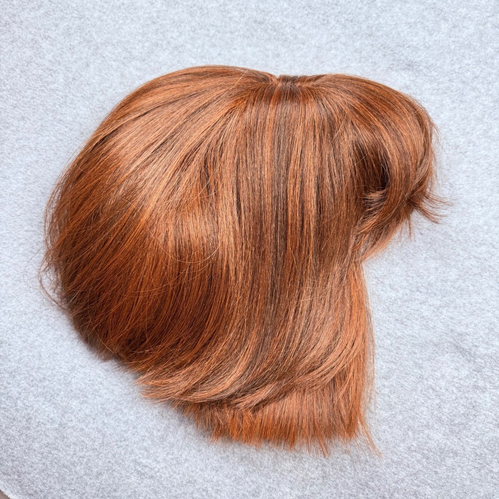 Vanessa Fifth Avenue Auburn Copper Human Hair Blend Short Bob Wig with Bangs